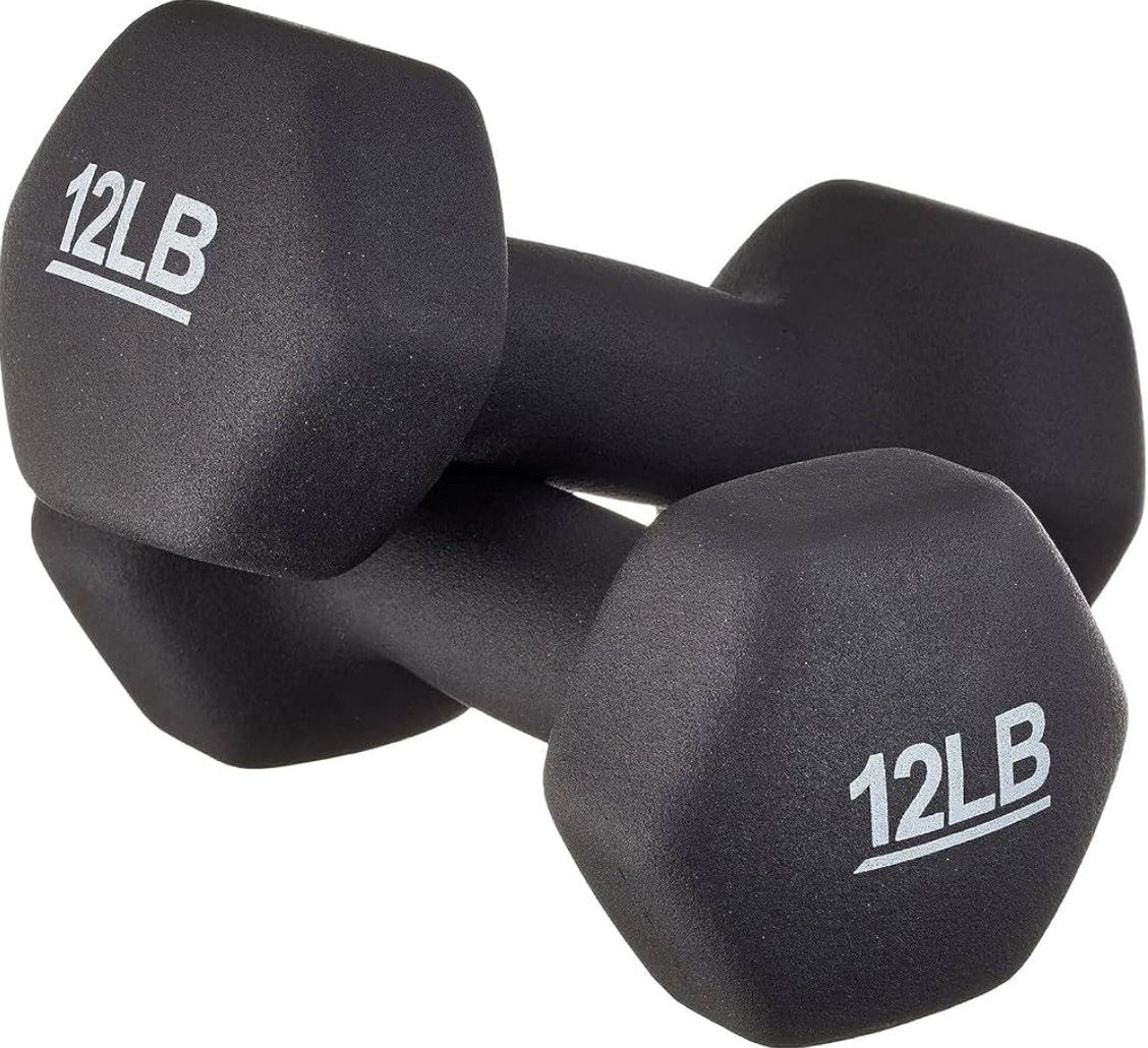 Pair of 12 LB Neoprene Coated Hex Dumbbells - New in Box