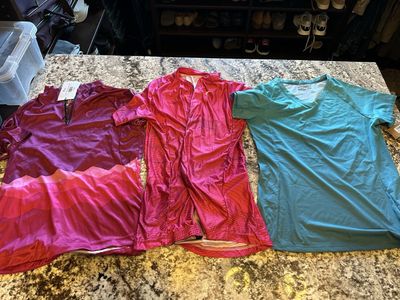 Three women’s cycling shirts, $15 for the set