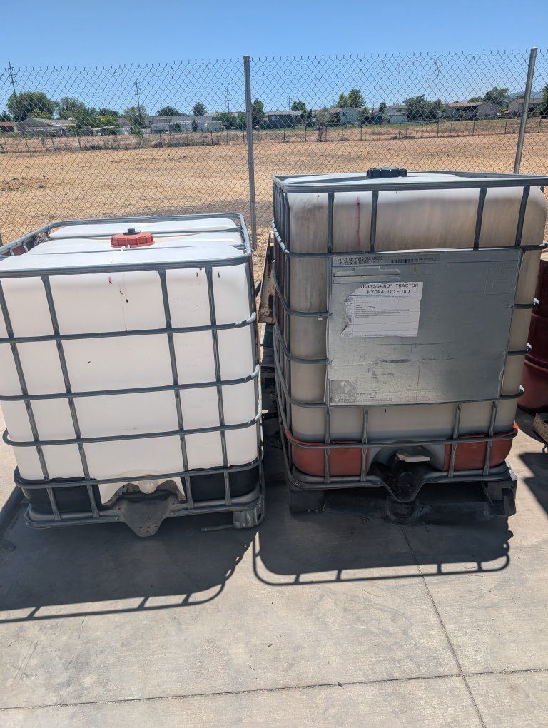 275 gallon totes - Waste oil and water tanks