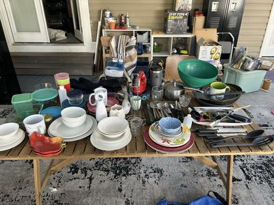 Assorted Kitchenware Lot - Dinnerware, Utensils, Pots, Pans, Glasses & More