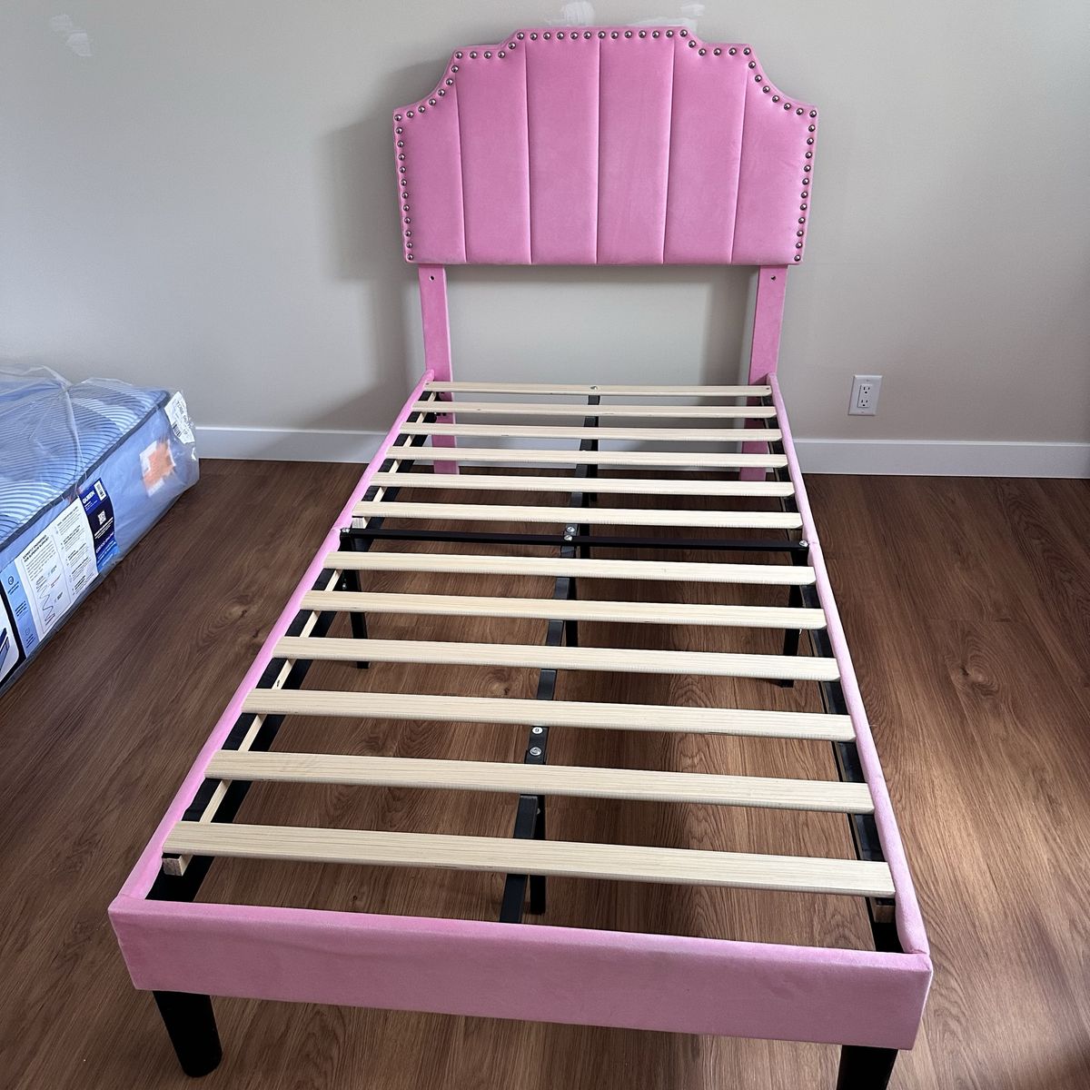 Girls Pink Upholstered Twin Bed