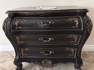 Drawers Bombay Chest,Black and Gold Sideboard