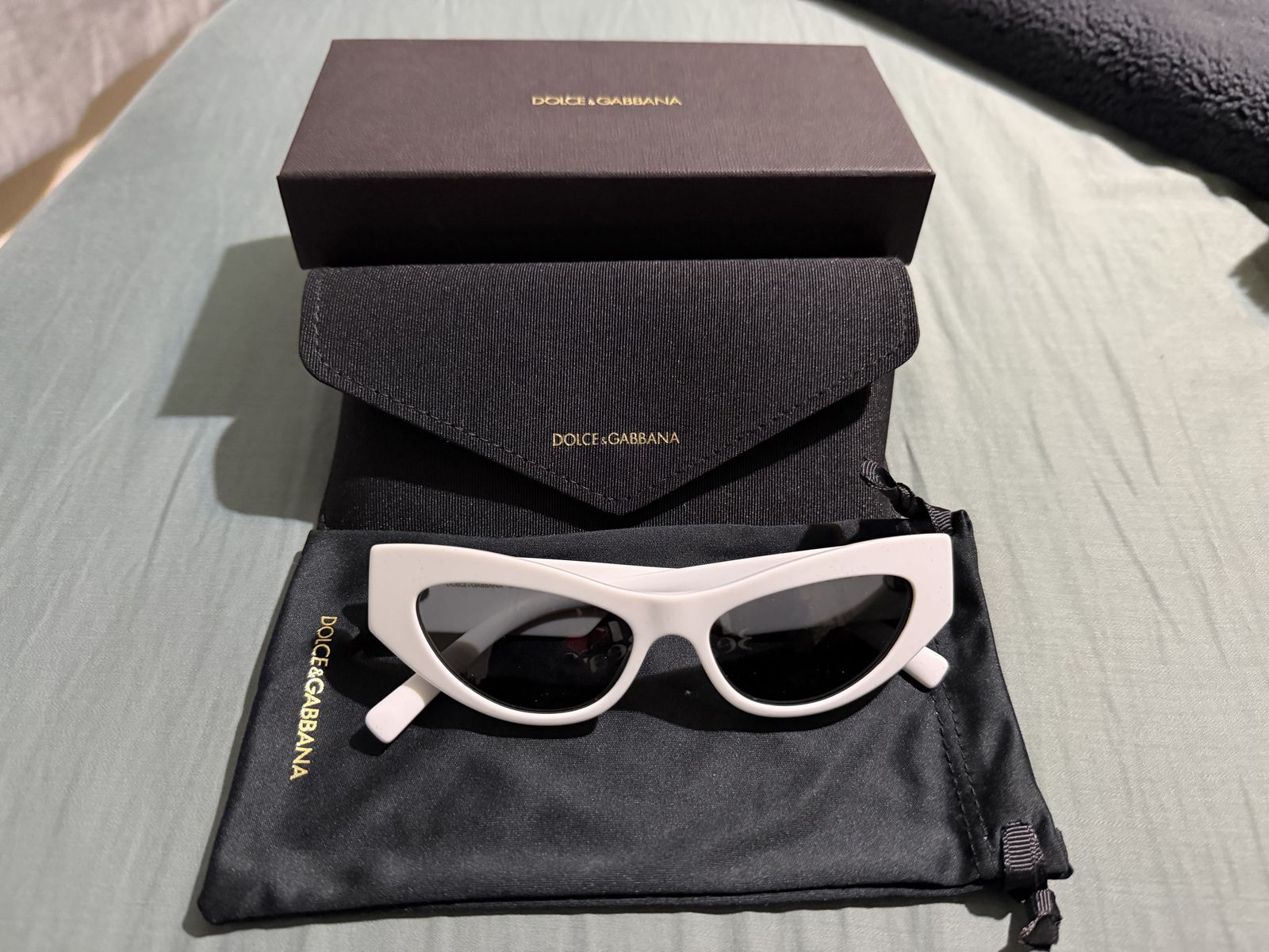 Dolce & Gabbana White Cat Eye Sunglasses with Original Case