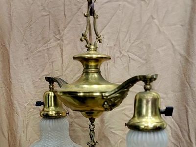 Antique, hanging, brass light Fixture