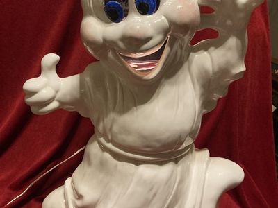Vintage Lighted Casper Smiling Ceramic Ghost 23 Inch Holland Mold