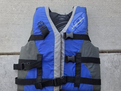 O'Brien Youth USCG Approved Life Vest PFD Blue Gray 50-90 lbs