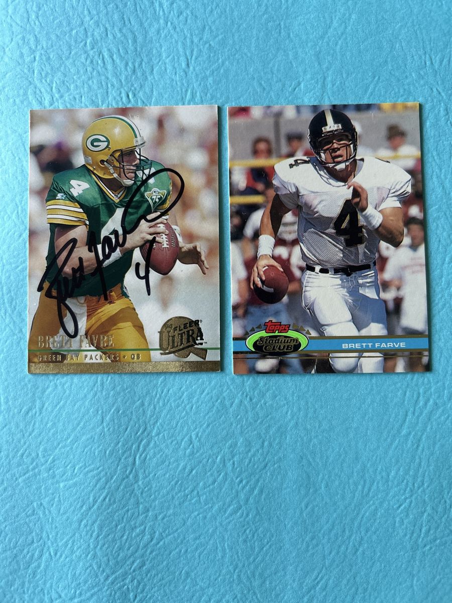 Brett Favre Autograph Fleer Ultra Hand Signed & TSC ROOKIE Football Card Green Bay Packers NFL Super Bowl Champions