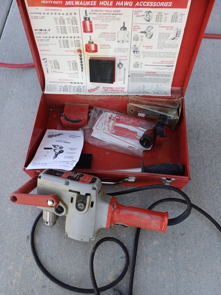 Milwaukee 1675-1 Hole Hawg Heavy Duty Corded Drill USA 
w/ original steel case.