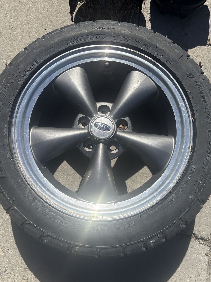 Mustang 5 lug classic rims and tires