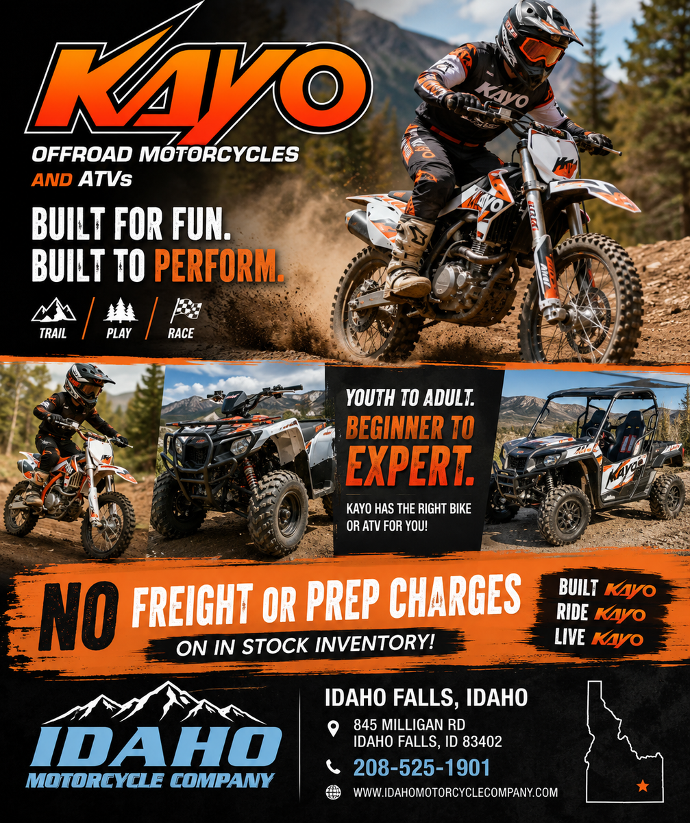 New Kayo's OFF ROAD No freight or prep charges on any in stock unit through July 2026