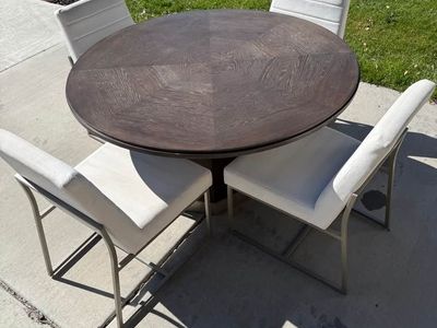 Drew & Jonathan Home “Boulevard” Round Dining Set – Table + 4 Upholstered Chairs - $725
