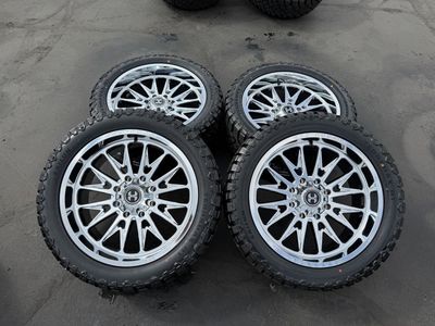 New 33x12.50r22 Terramax RT Chrome Hardcore HC111 8x180 Chevy Silverado 2500 3500 GMC Sierra 3 peak snowflake all season rated