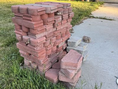 Red Concrete Edging Pavers/bricks - Approx. 100 Used Pieces for Landscaping/Garden