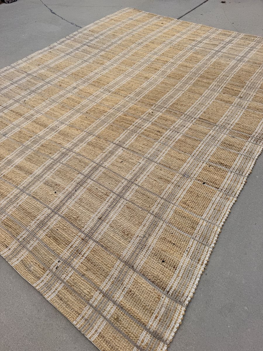 New. 8’6”x 11’6” Loloi. Chris Loves Julia JUTE Plaid Area Rug 