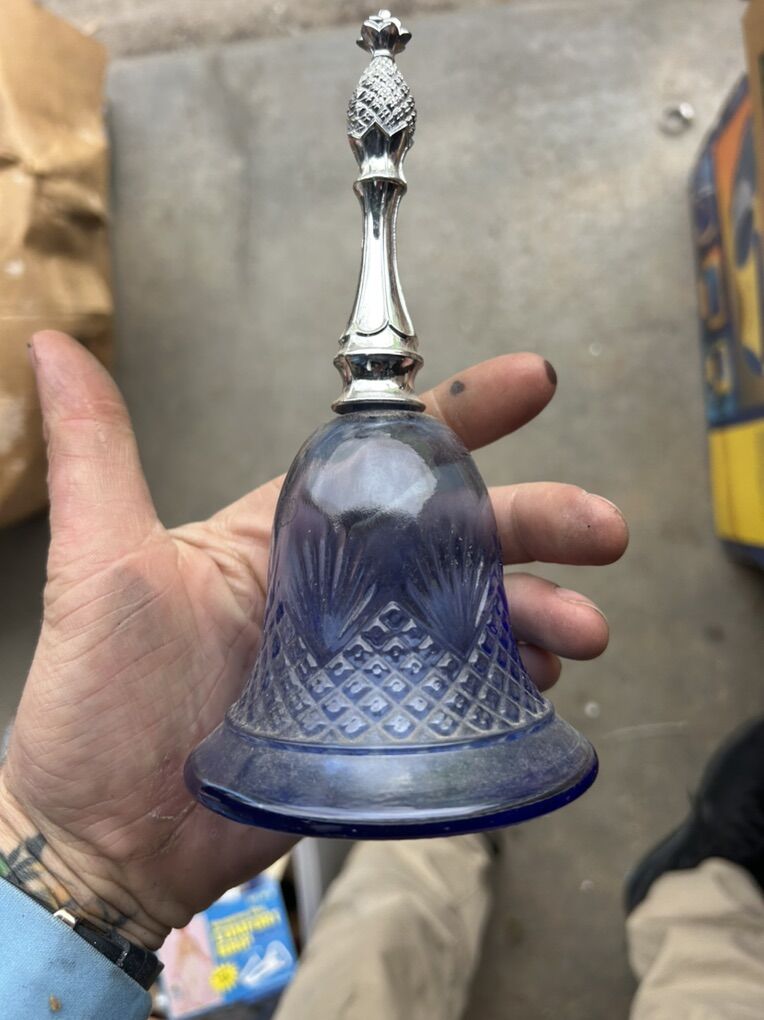Avon cobalt blue glass bell-shaped rare vintage avon