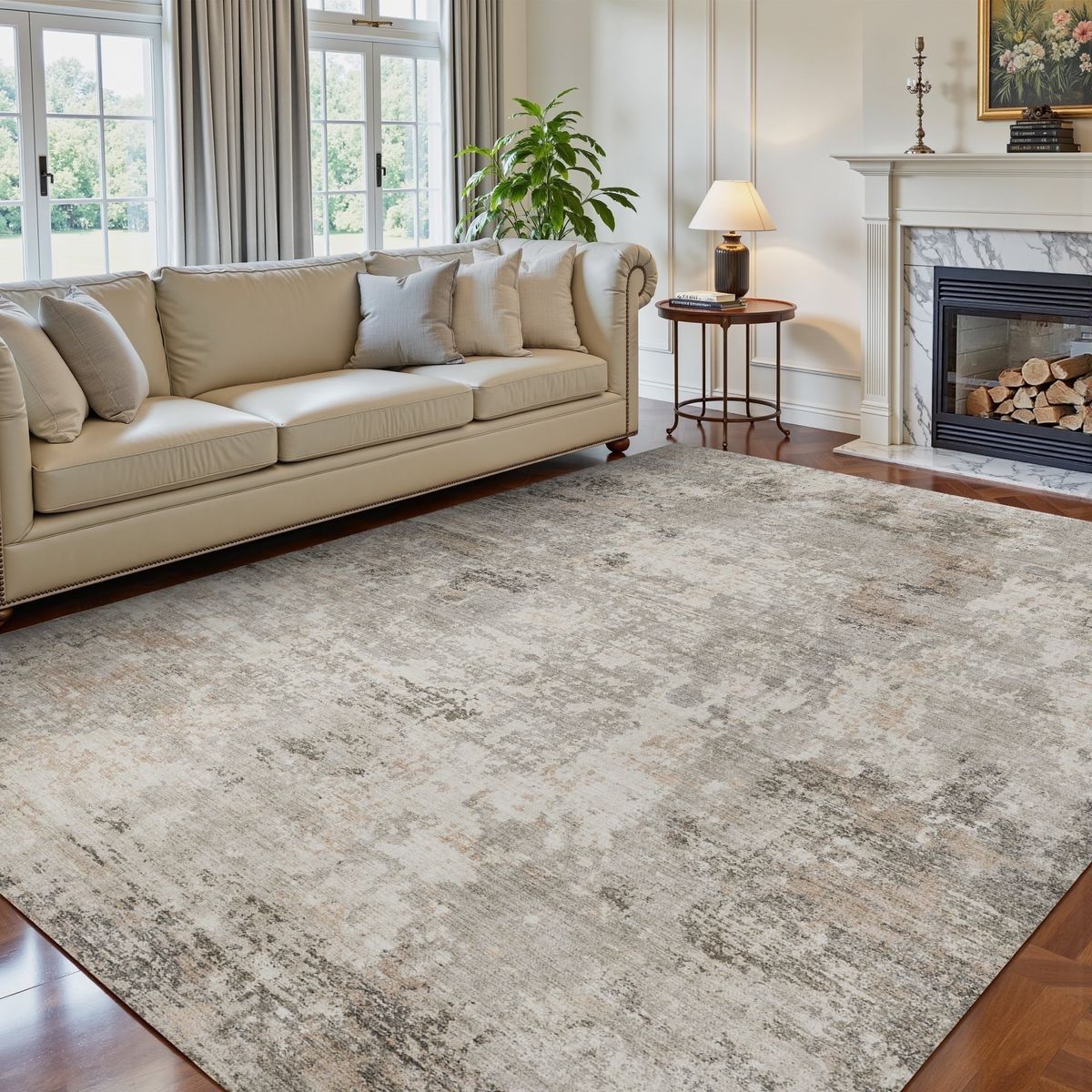 Better Homes & Gardens Grey Abstract Indoor Area Rug, 8' x 10'