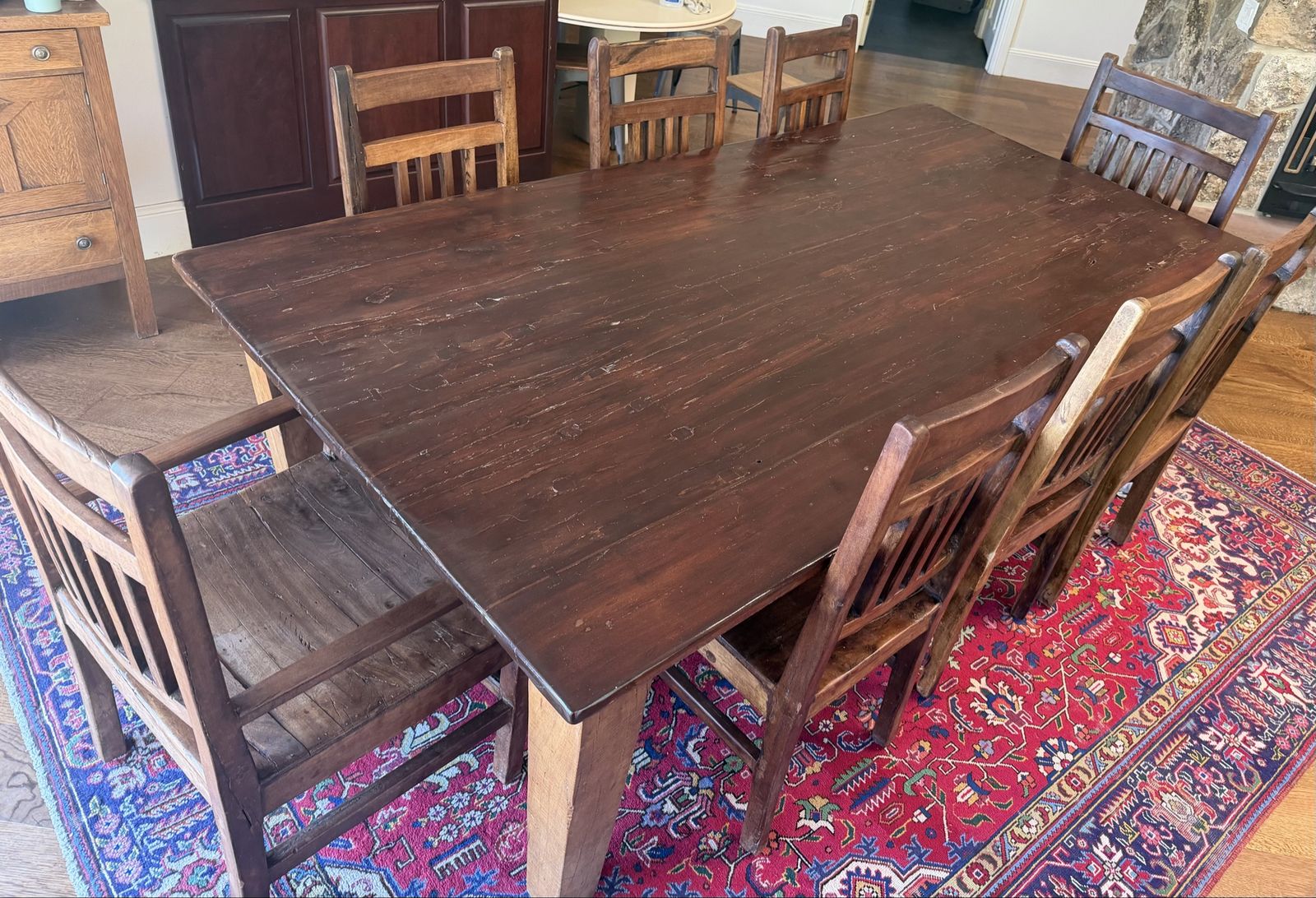 Large Solid Wood Handmade Craftsman Table w/ 10 Chairs