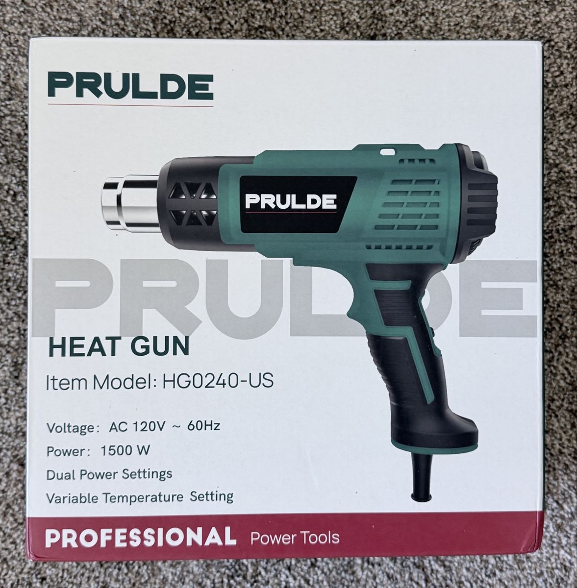 PRULDE HG0240-US 1500W Dual-Temp Heat Gun Kit w/ Fuses & 4 Nozzles