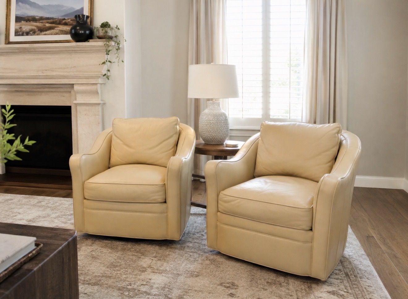 Bradington-Young Genuine Leather Swivel Chairs – Parade Home Furniture (Set of 2)
