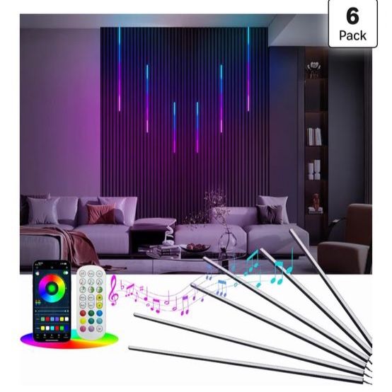 New in Box RGBIC Smart Wall Panel Lights 6-Pack App & Remote Control