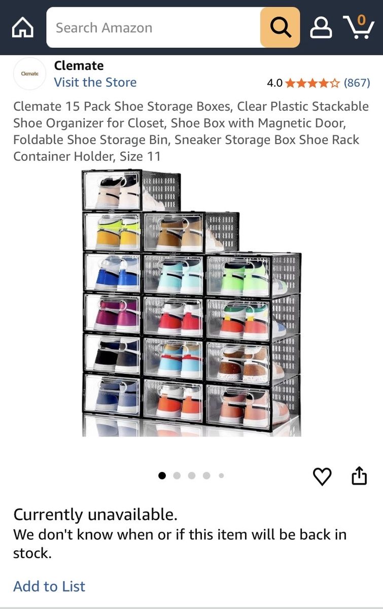 45 Stackable Shoe Containers.