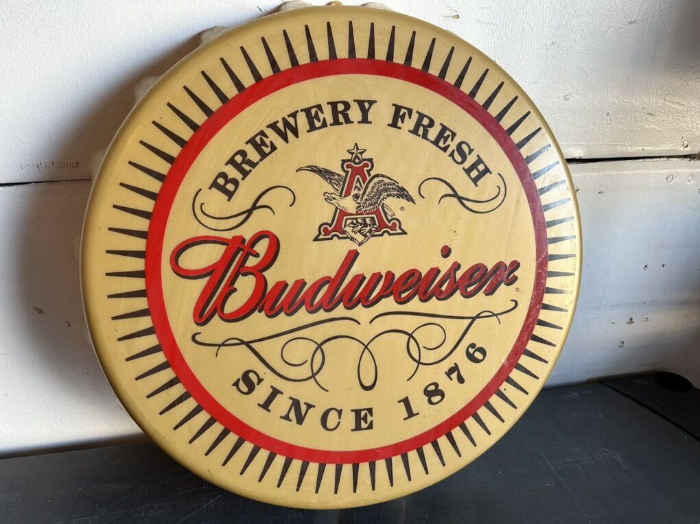 Vintage Budweiser Plastic Bottle Cap Wall Decor