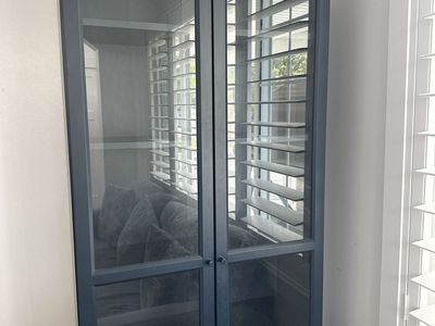 IKEA bookcase / bookshelf blue with glass doors