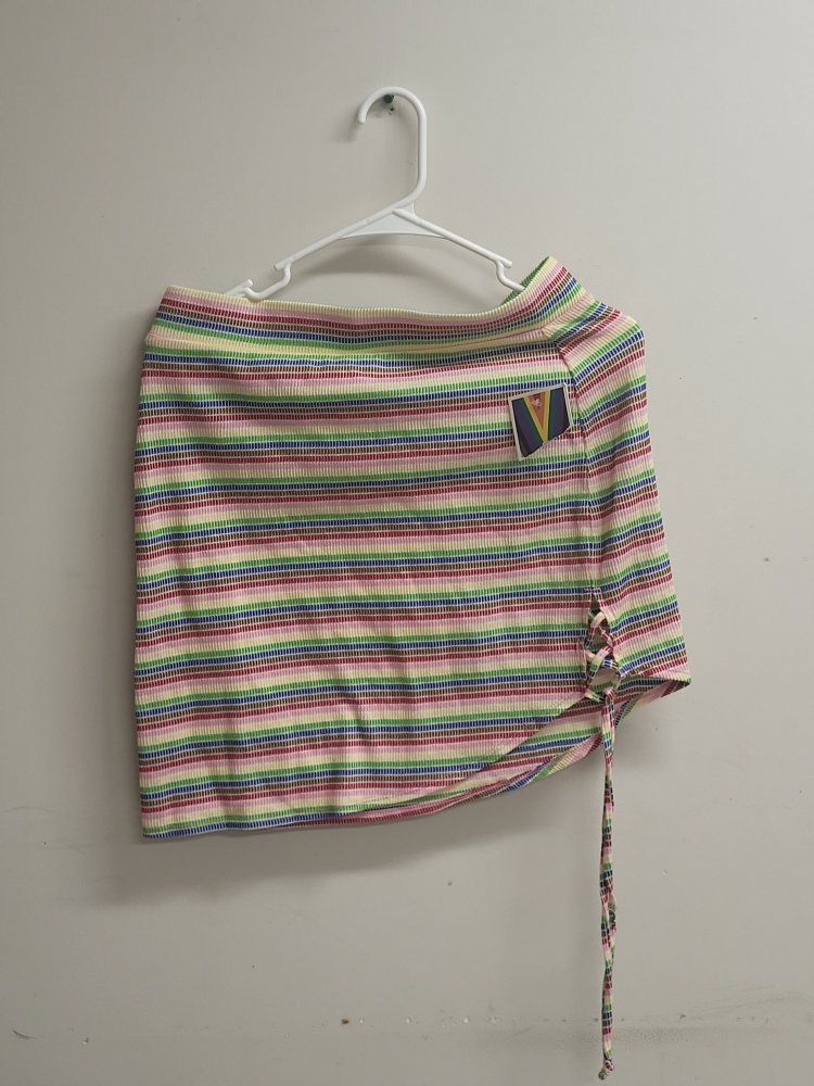 PRIDE Rainbow Striped Ribbed Tube Top Size Medium