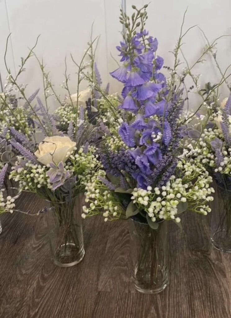 Purple Lavender And Babies Breath Flower Arrangeme