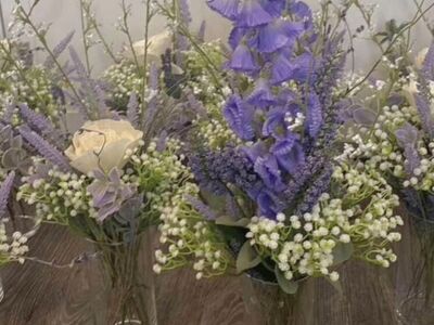 Purple Lavender And Babies Breath Flower Arrangeme