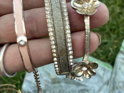 Assorted Fashion Bracelets - Gold Tone with Rhinestones & Floral Designs