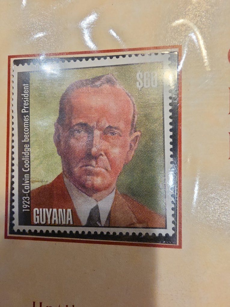 1923-D Peace Silver Dollar Coin & Calvin Coolidge Guyana Stamp - Denver Mint Collectible Set