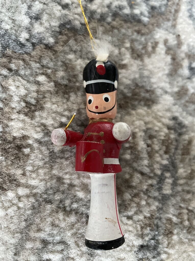 Vintage Wood Wooden Drummer Boy Christmas ornament