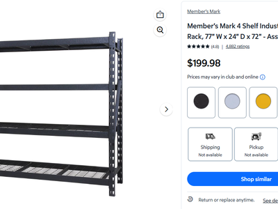 Member's Mark 4 Shelf Industrial Storage Rack 10,000 lbs capacity, 77" W x 24" D x 72"