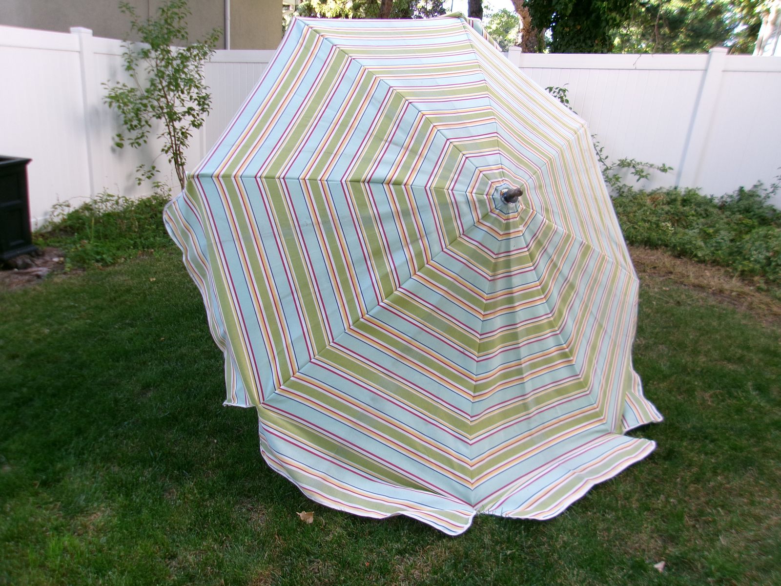 Striped Patio Umbrella with Crank Lift Mechanism - Green, Blue, Red, Yellow   9 Ft.