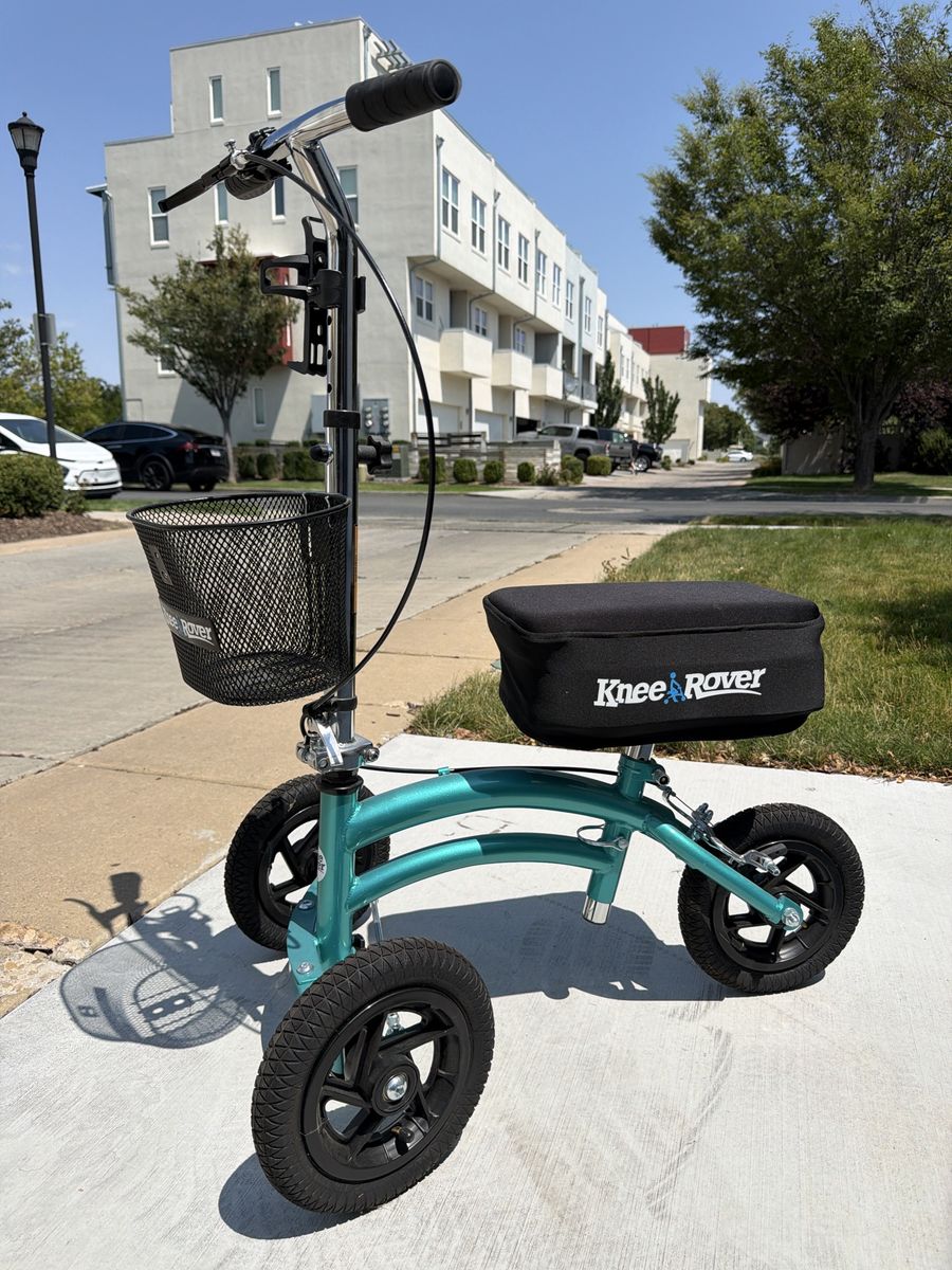 KneeRover All-Terrain Knee Scooter Walker with Front Basket - Teal