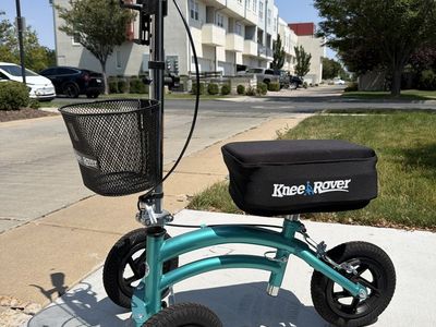 KneeRover All-Terrain Knee Scooter Walker with Front Basket - Teal