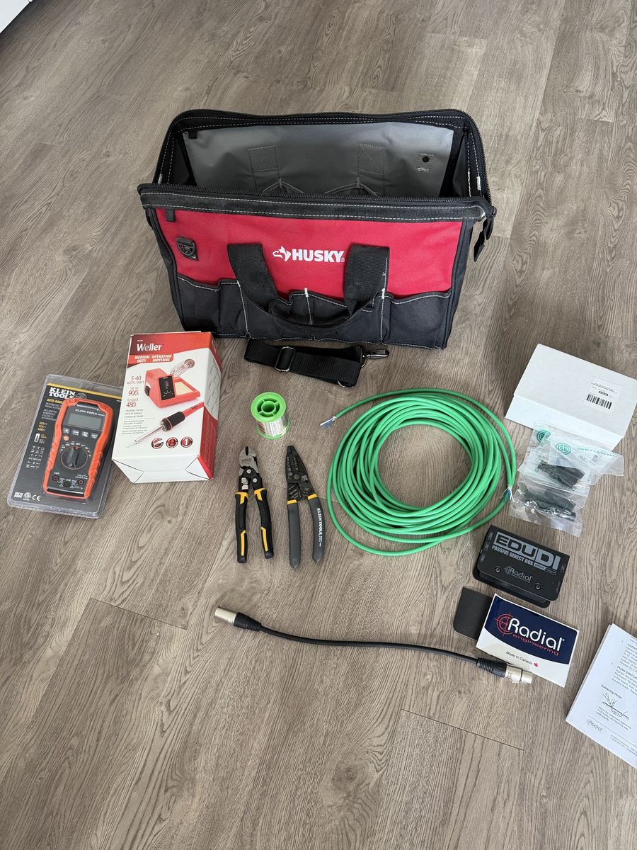bag with tools and solder