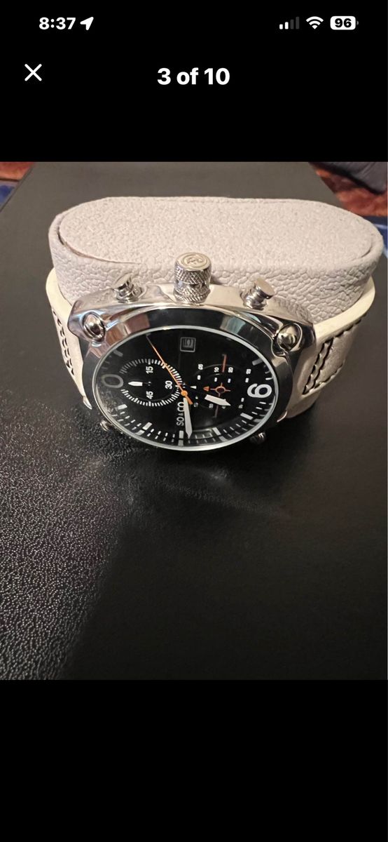 SO & CO New York Quartz Chronograph White Leather Band Men's Watch