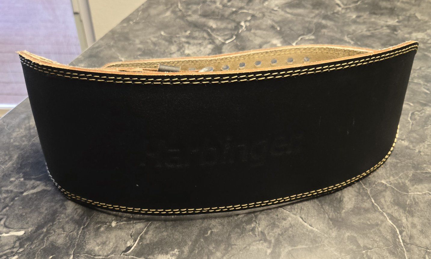 Harbinger 6-inch Padded Leather Weightlifting Belt, Black, Size XL, Back Support