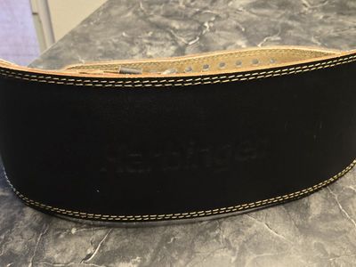 Harbinger 6-inch Padded Leather Weightlifting Belt, Black, Size XL, Back Support