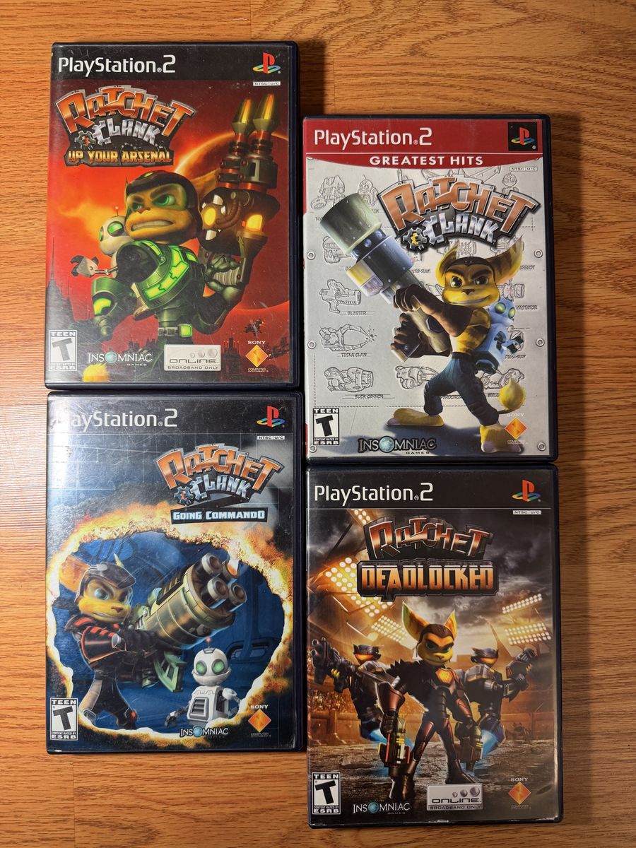 Ratchet & Clank PS2 Lot: Up Your Arsenal, Deadlocked, Going Commando, & Greatest Hits (4 Games)