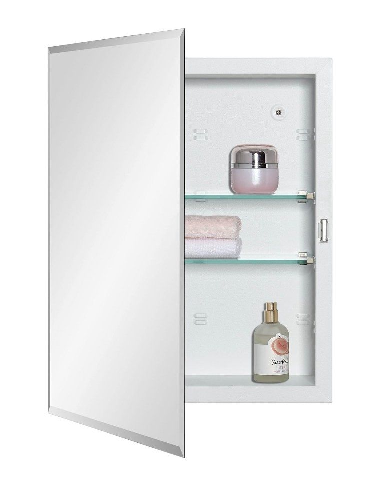 Bathroom Medicine Cabinet with Beveled Edge Mirrored Door 14 x 18 inch