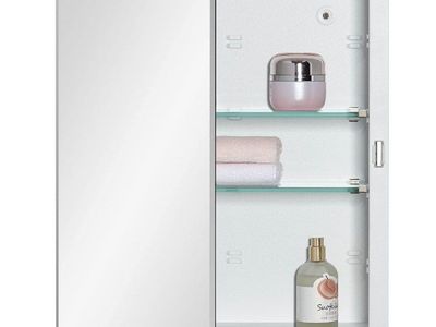 Bathroom Medicine Cabinet with Beveled Edge Mirrored Door 14 x 18 inch