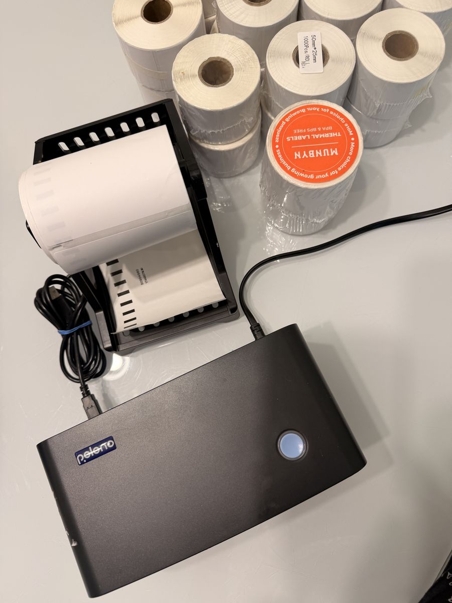 Polono Thermal Label Printer & Munbyn Scanner Bundle - Includes Various Thermal Labels