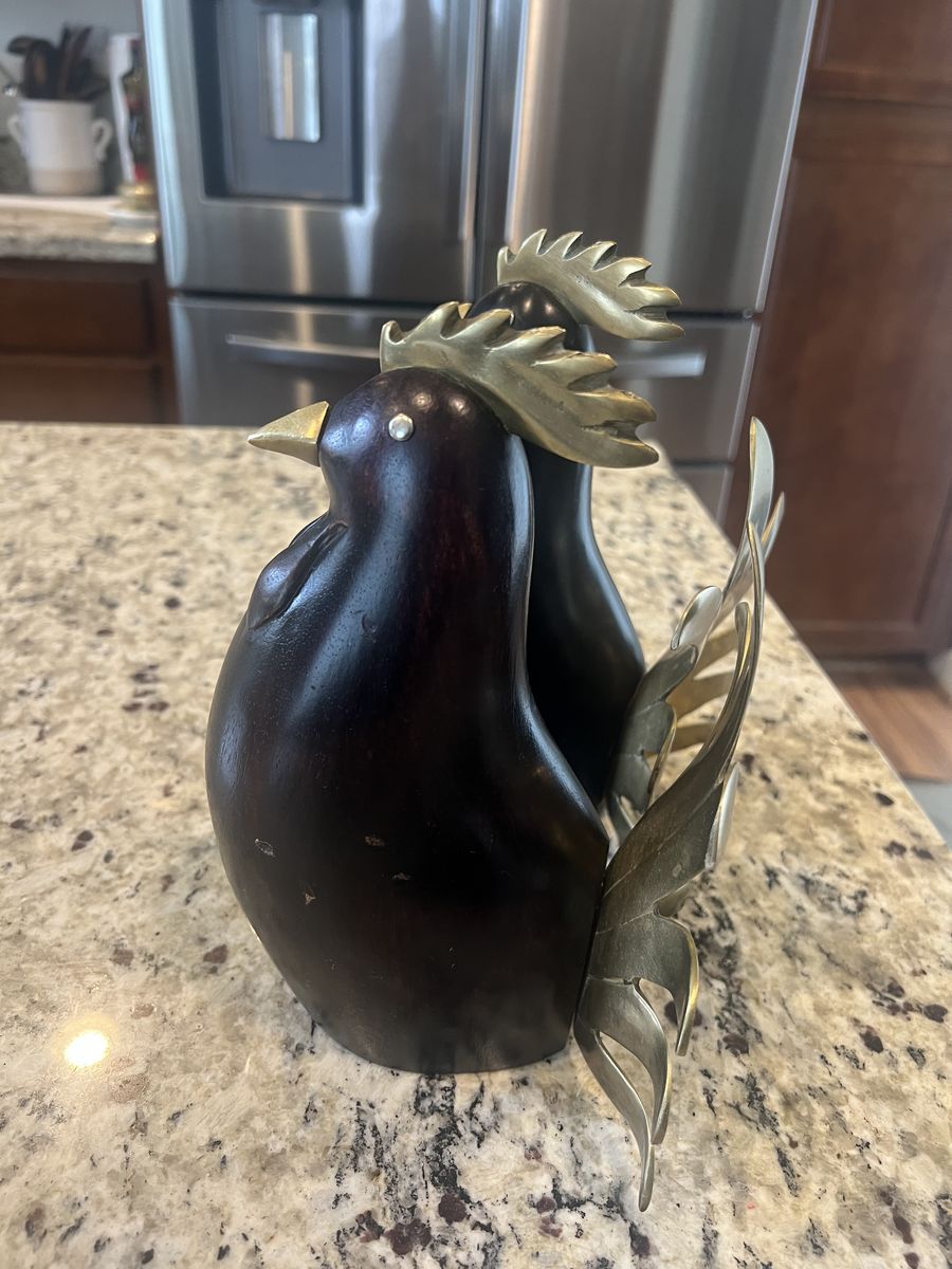 Pair of Vintage Korean Roosters .