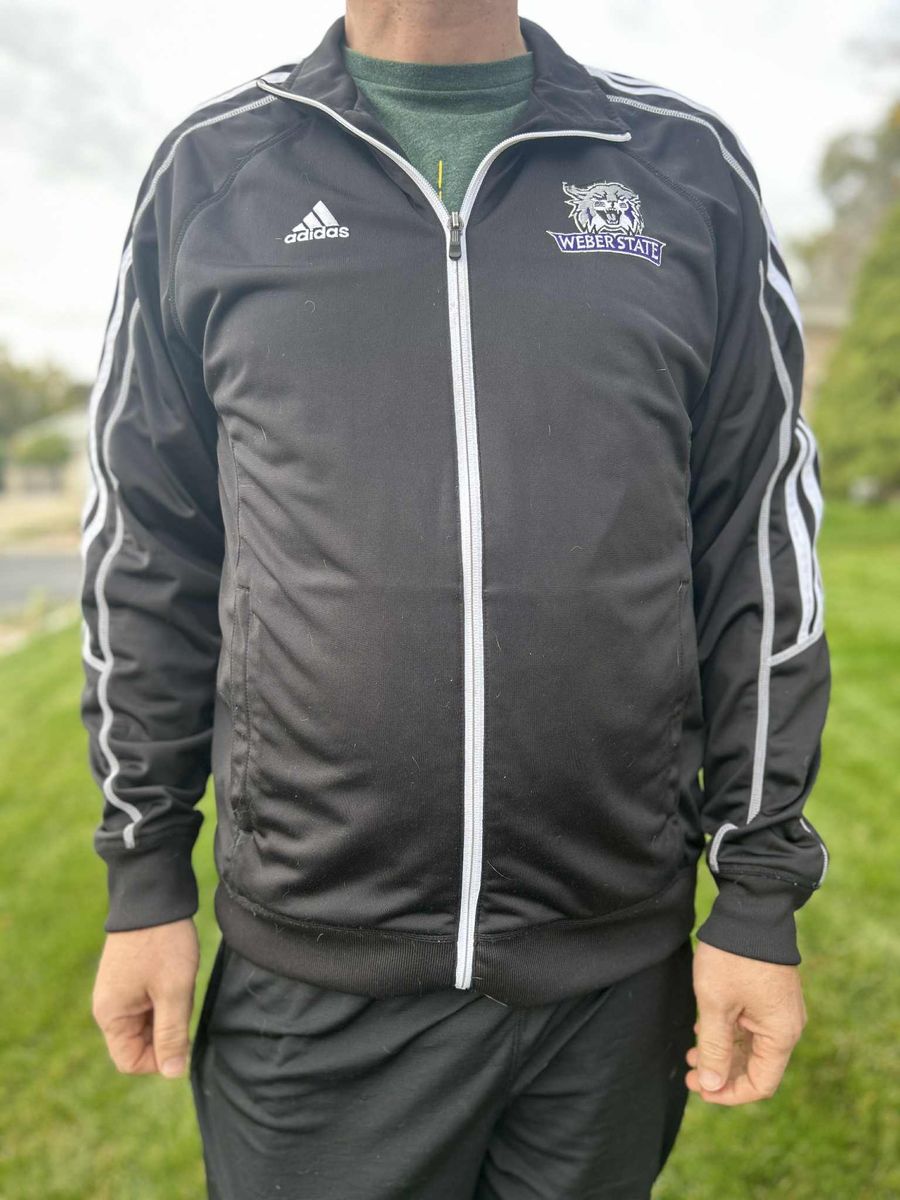 Men's Large Adidas Weber State University Full Zip Black Jacket