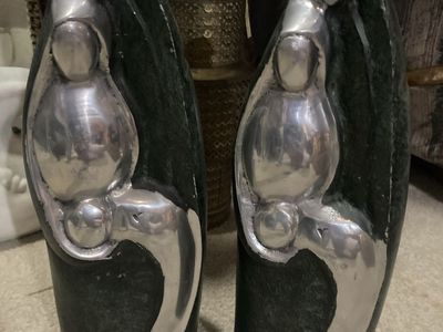Silver green statues decor