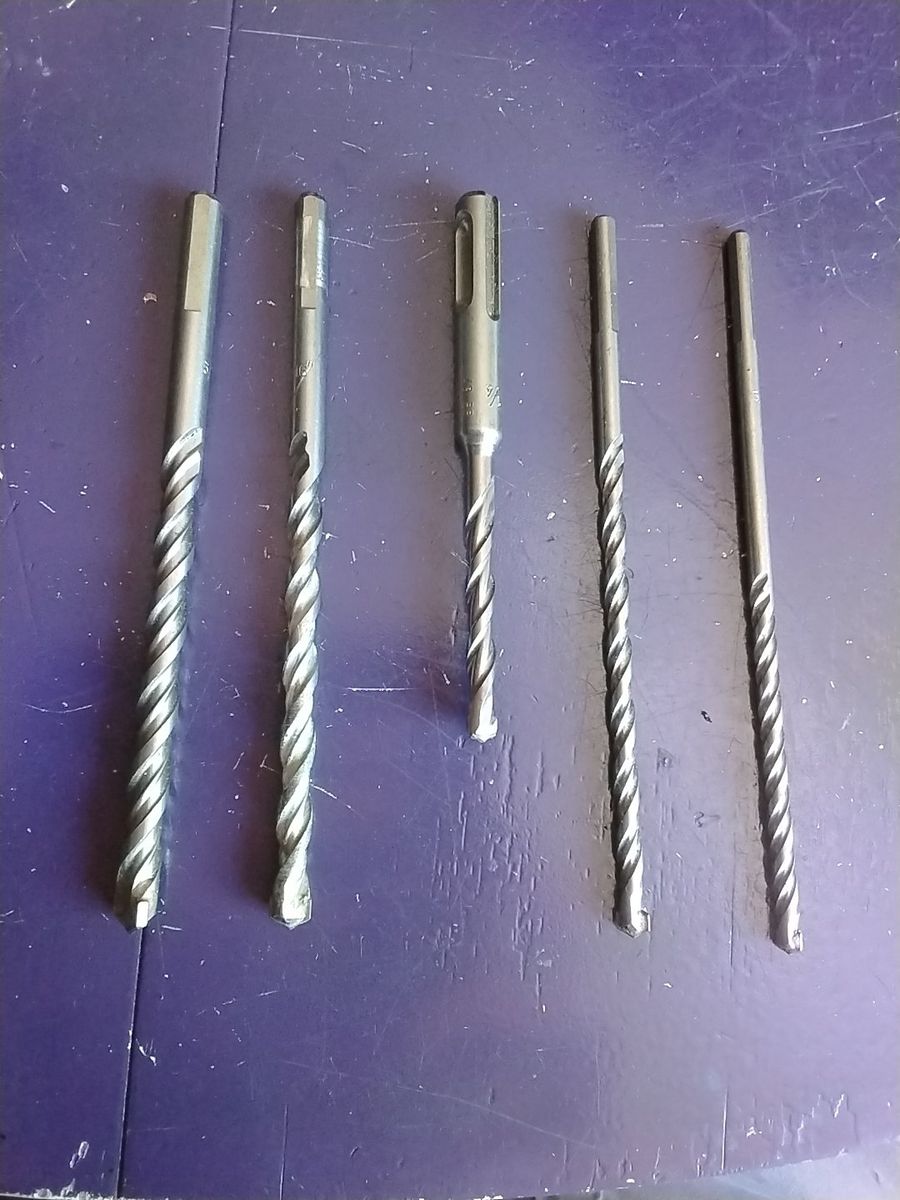 Bosch SDS-Plus Rotary Hammer Drill Bits - Set of 5 - 3/8", 5/16", 1/4" x 3", 1/4", 3/16".