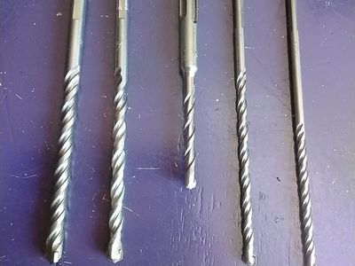 Bosch SDS-Plus Rotary Hammer Drill Bits - Set of 5 - 3/8", 5/16", 1/4" x 3", 1/4", 3/16".
